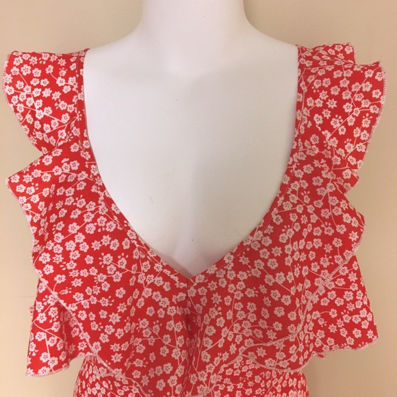 Red and white floral summer sundress - Picture 4 of 10